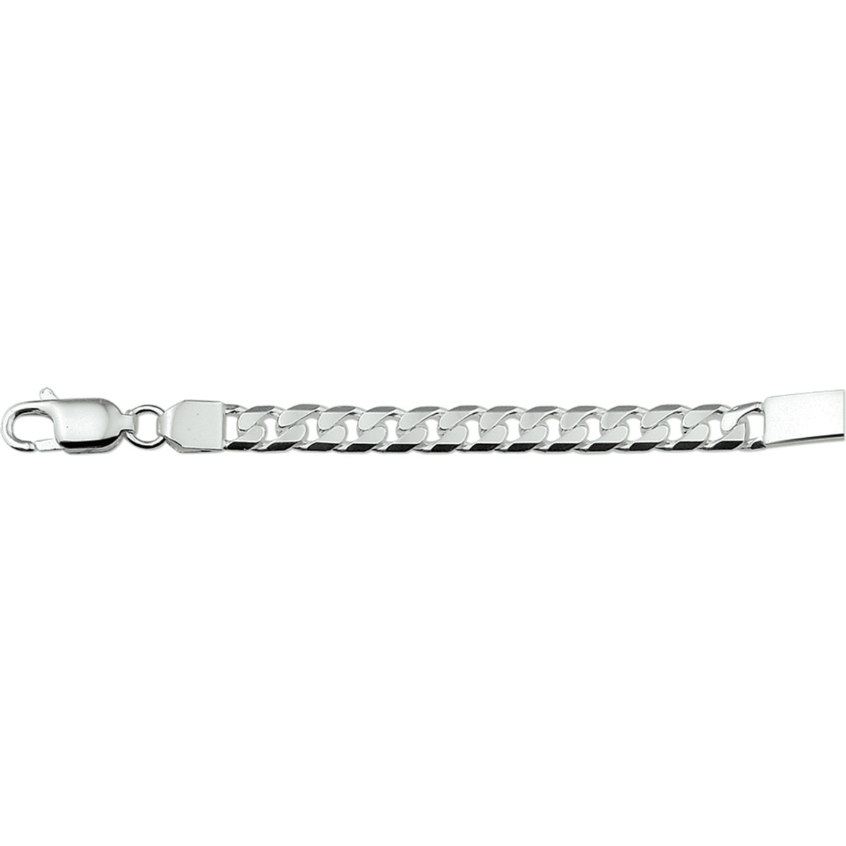 925 zilveren heren plaatarmband met gourmetschakel 6 mm breed - Lengte 20 cm