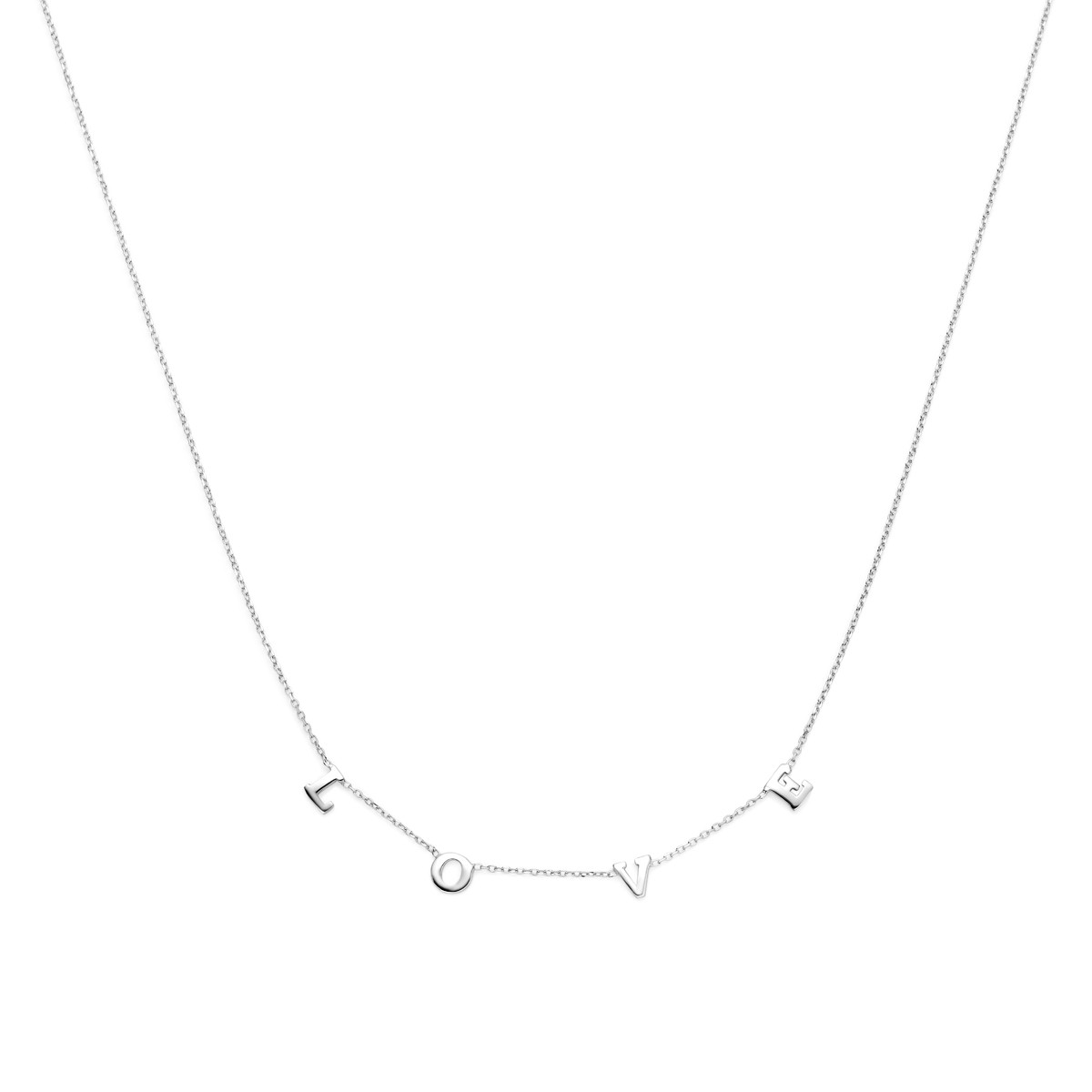 925 zilveren ketting met letters LOVE 6 mm breed - Lengte 41-46 cm