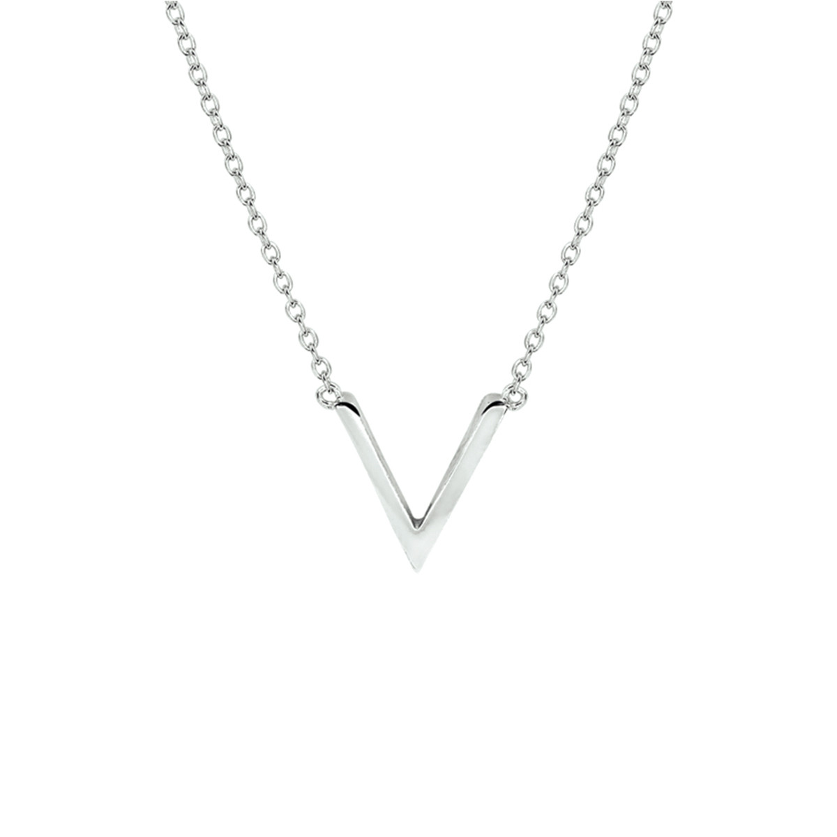 925 zilveren ketting met v-hanger gerhodineerd 1.2 mm breed - Lengte 41-45 cm