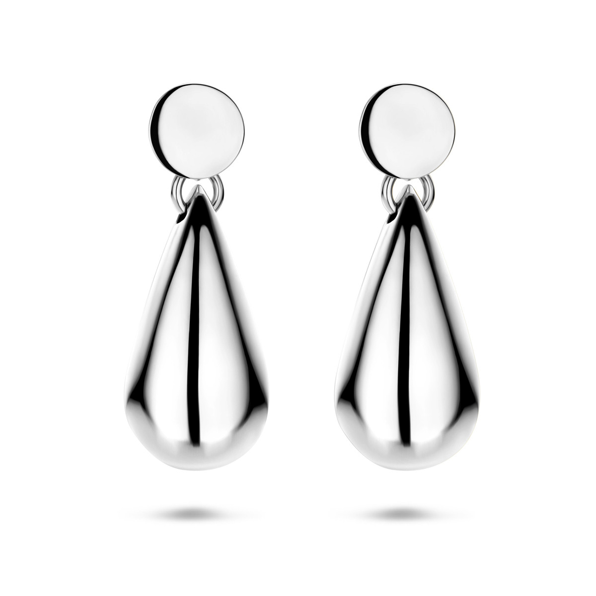 925 zilveren oorhangers 925 met druppel vorm en glanzende afwerking 14 mm breed - Hoogte 30 mm