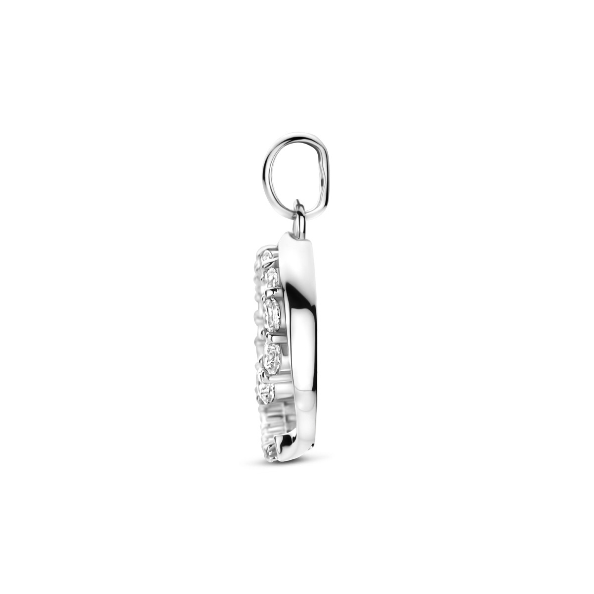 925 zilveren ronde hanger met zirkonia's 14 mm breed - Hoogte 20 mm