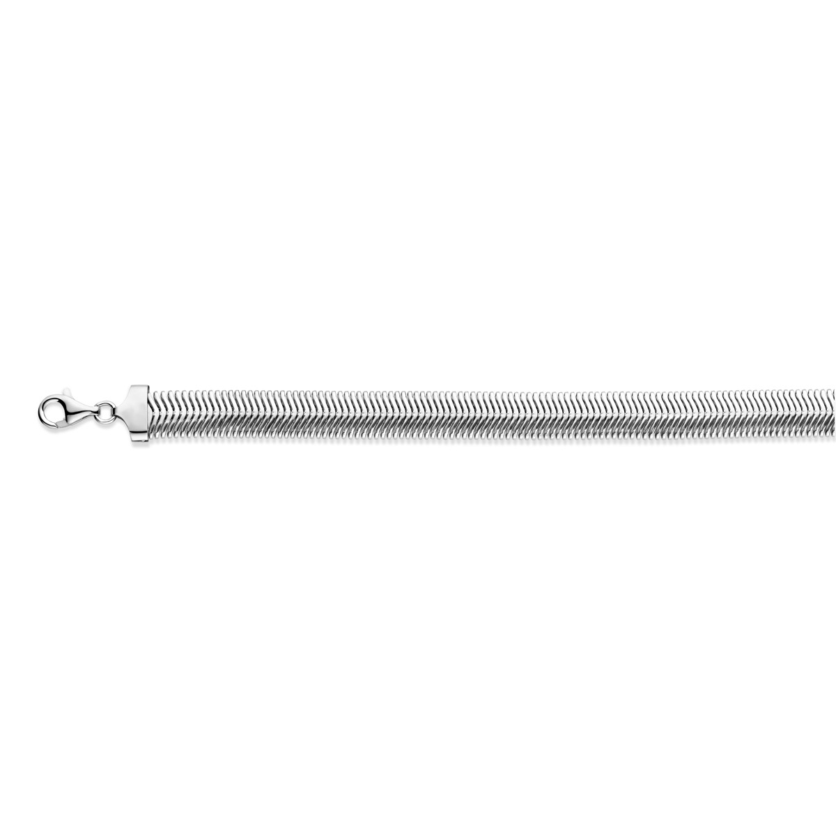 925 zilveren slangenschakelketting voor dames 10 mm breed - Lengte 43 cm