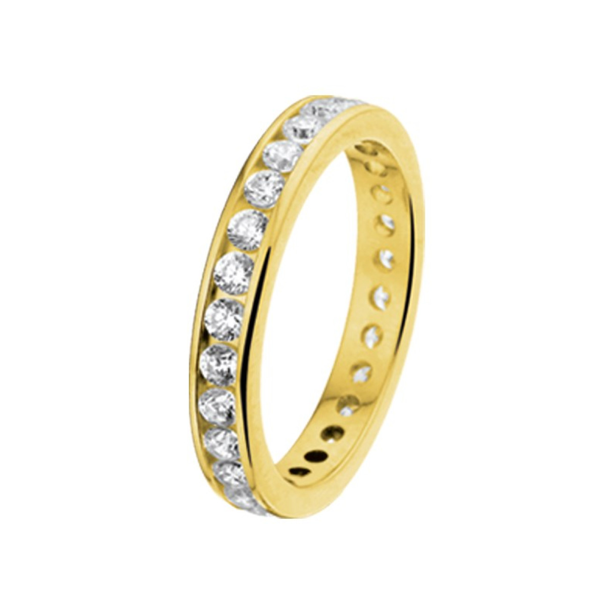 Aanschuifring goud met zirkonia breedte 3 mm