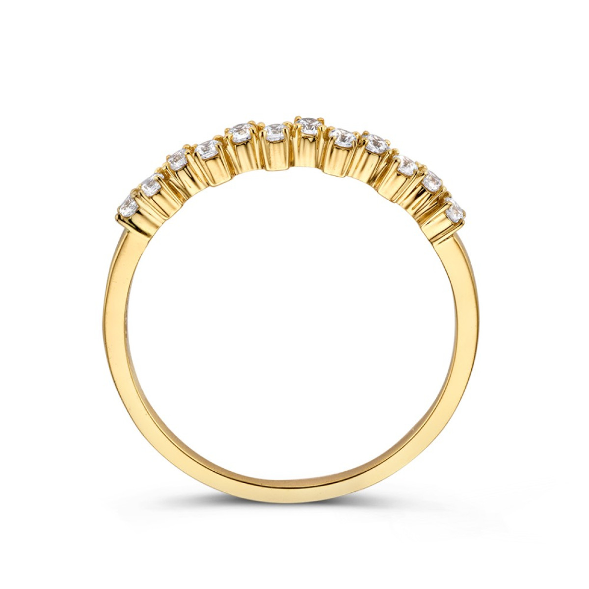 Aanschuifring van goud met zirkonia's in speels ontwerp van 2.8 mm breed