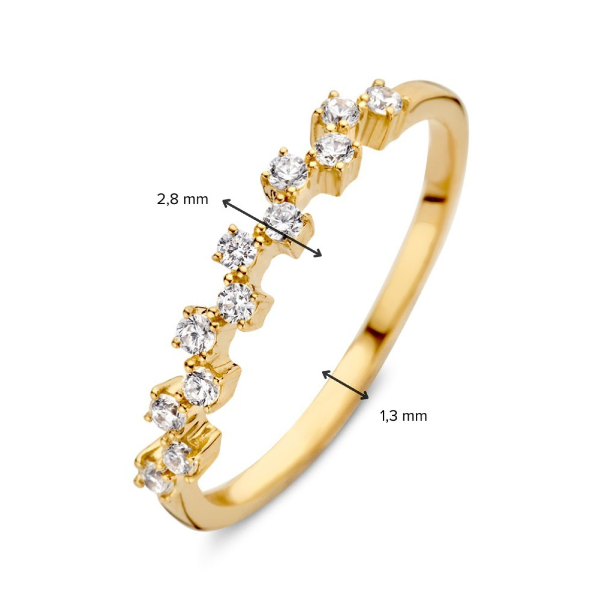 Aanschuifring van goud met zirkonia's in speels ontwerp van 2.8 mm breed