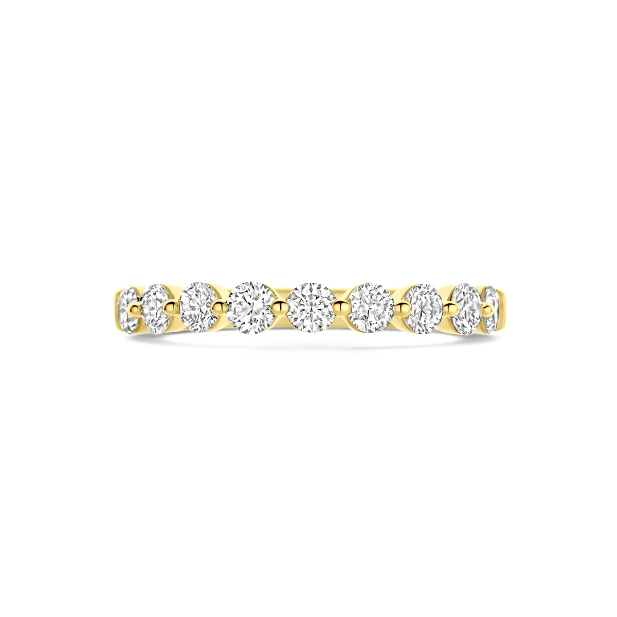 14-karaat gouden alliance ring met briljante lab grown diamanten 0.75 crt 3 mm breed