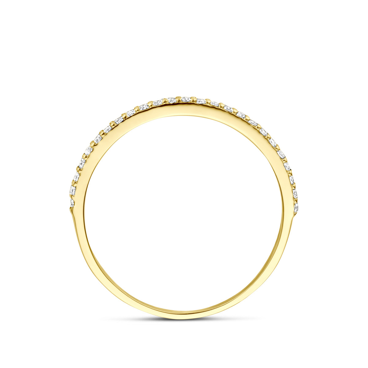 14-karaat gouden alliance ring met transparante zirkonia 1.3 mm breed