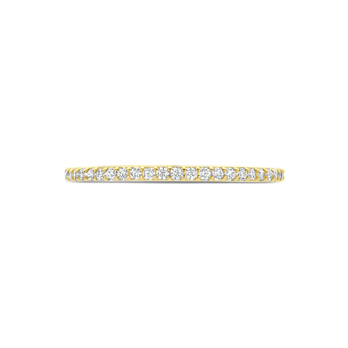 14-karaat gouden alliance ring met transparante zirkonia 1.3 mm breed
