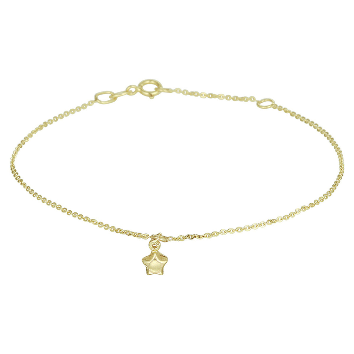 Anker enkelbandje met ster goud - Lengte 24 - 26  cm