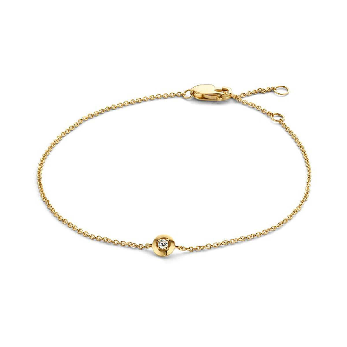 Armband geelgoud met briljant geslepen diamantje