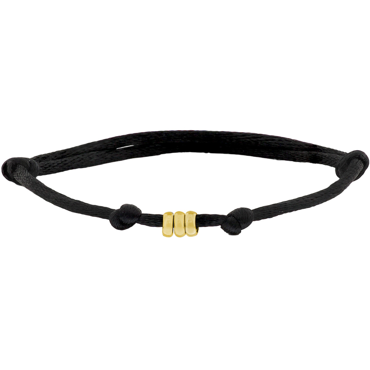 Armband satijn drie gouden ringetjes