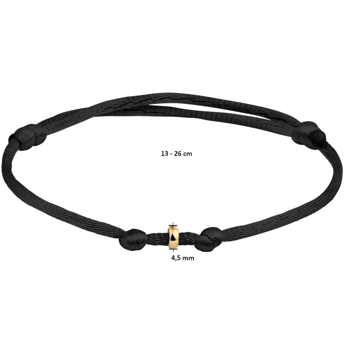Armband satijn gouden ringetje 13-26 cm