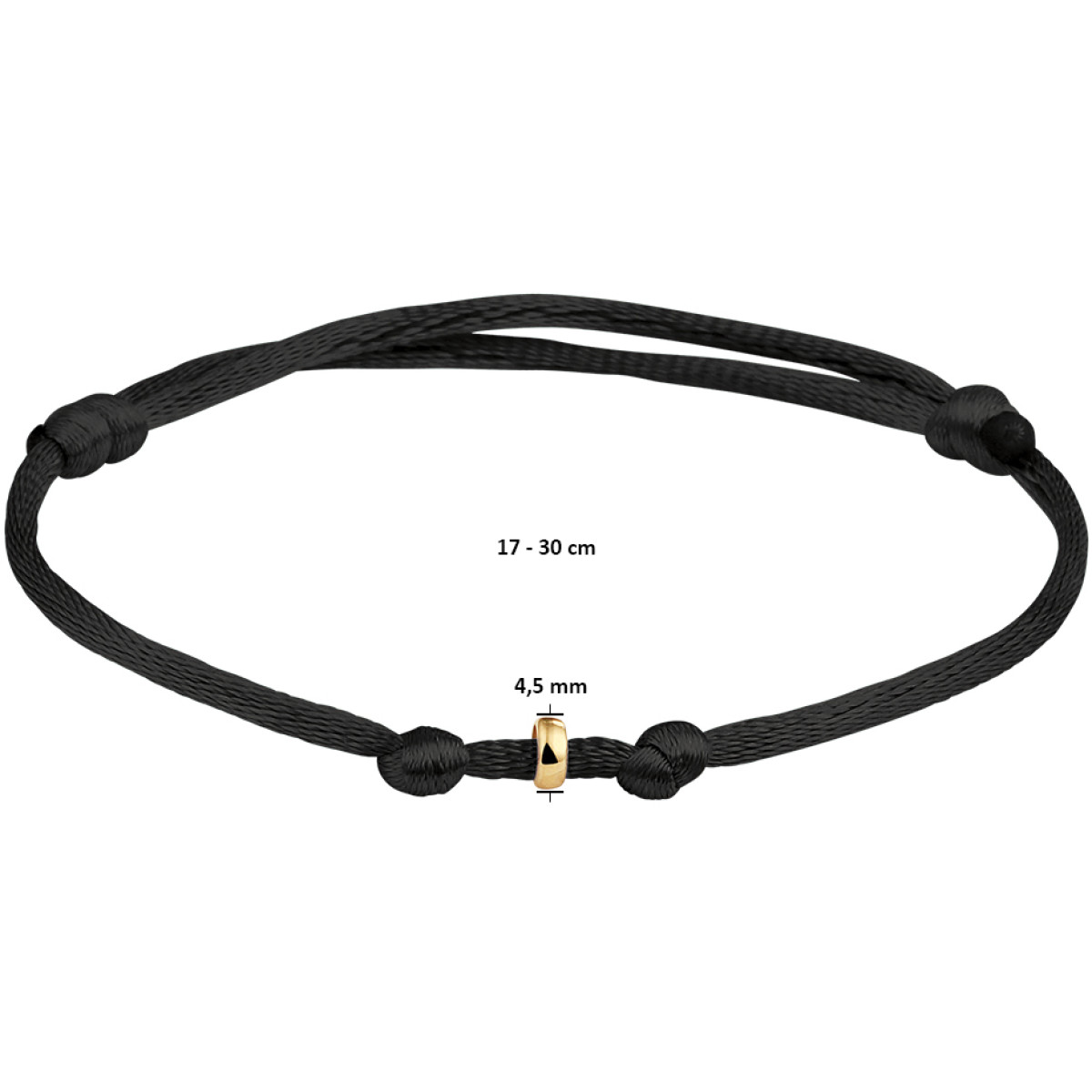 Armband satijn gouden ringetje 13-30 cm
