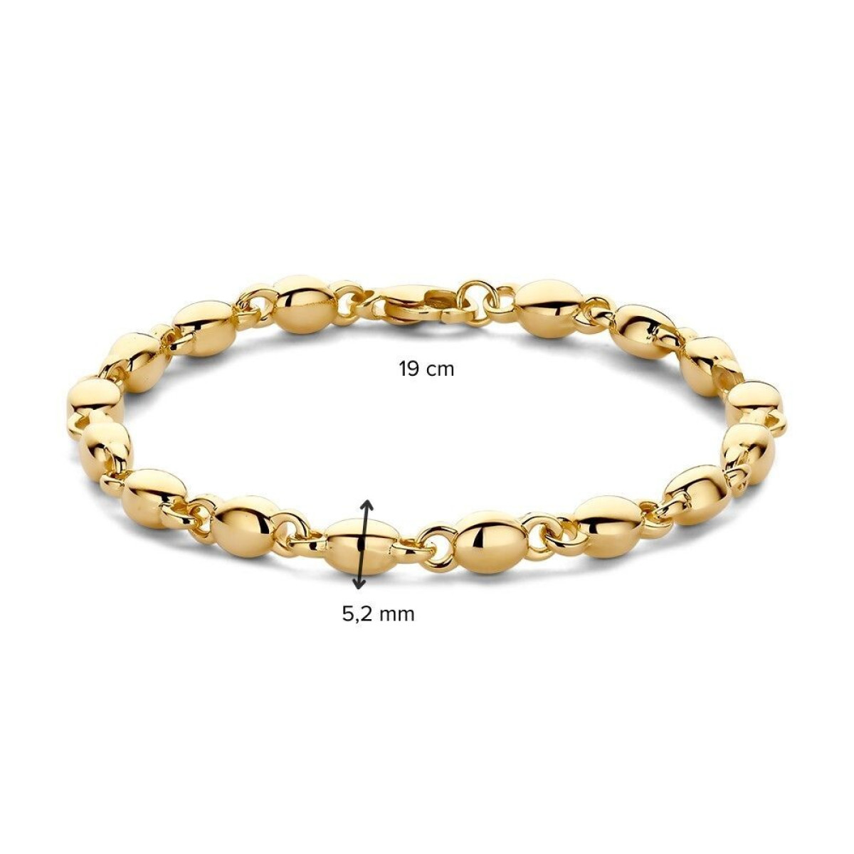 Armband van 14-karaat goud met 5.2 mm brede ovale schakels - Lengte 19 cm