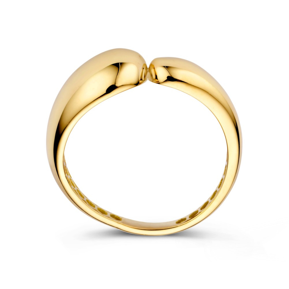 Asymmetrische 14-karaat gouden ring van 9 mm breed