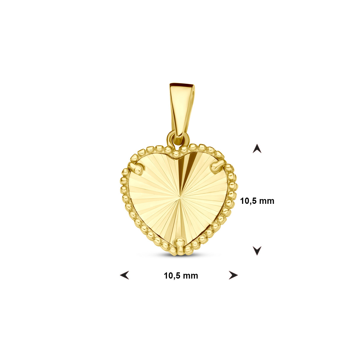 Bewerkte hartjes hanger met bolletjes - 10.5 mm x 16 mm