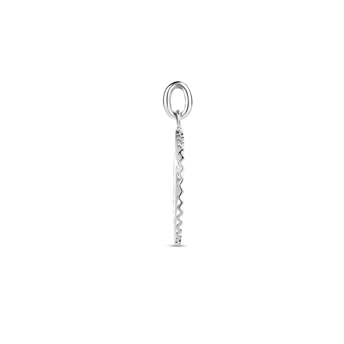 Bewerkte zilveren hanger met hart - Diameter 15.5 mm