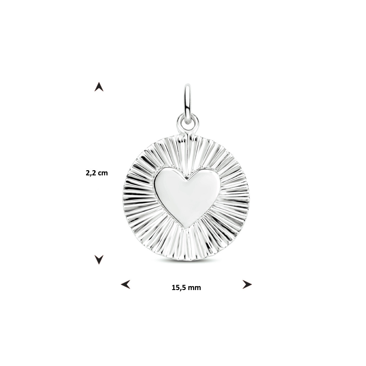 Bewerkte zilveren hanger met hart - Diameter 15.5 mm