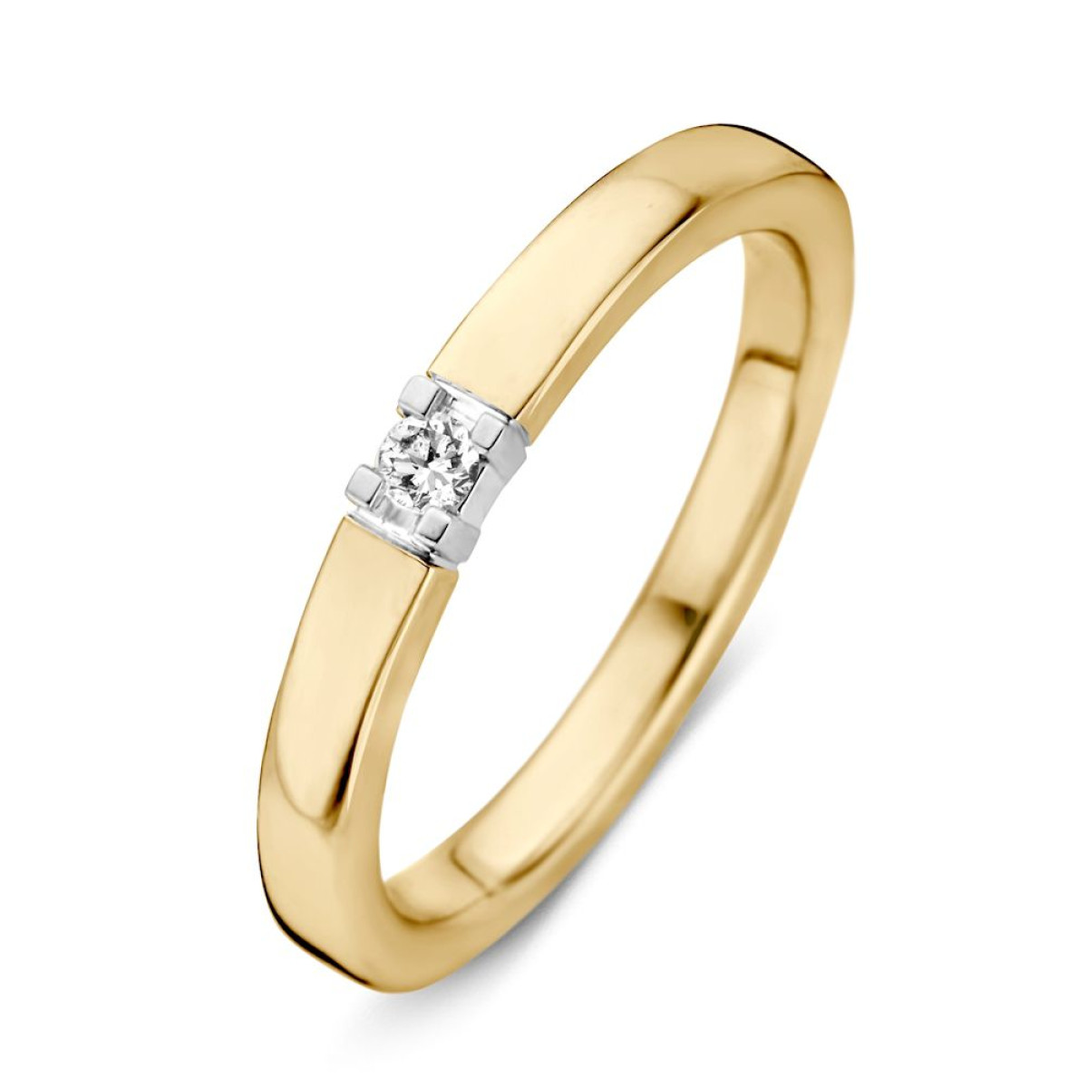 Bicolor damesring met chatonzetting diamant 2.8 mm