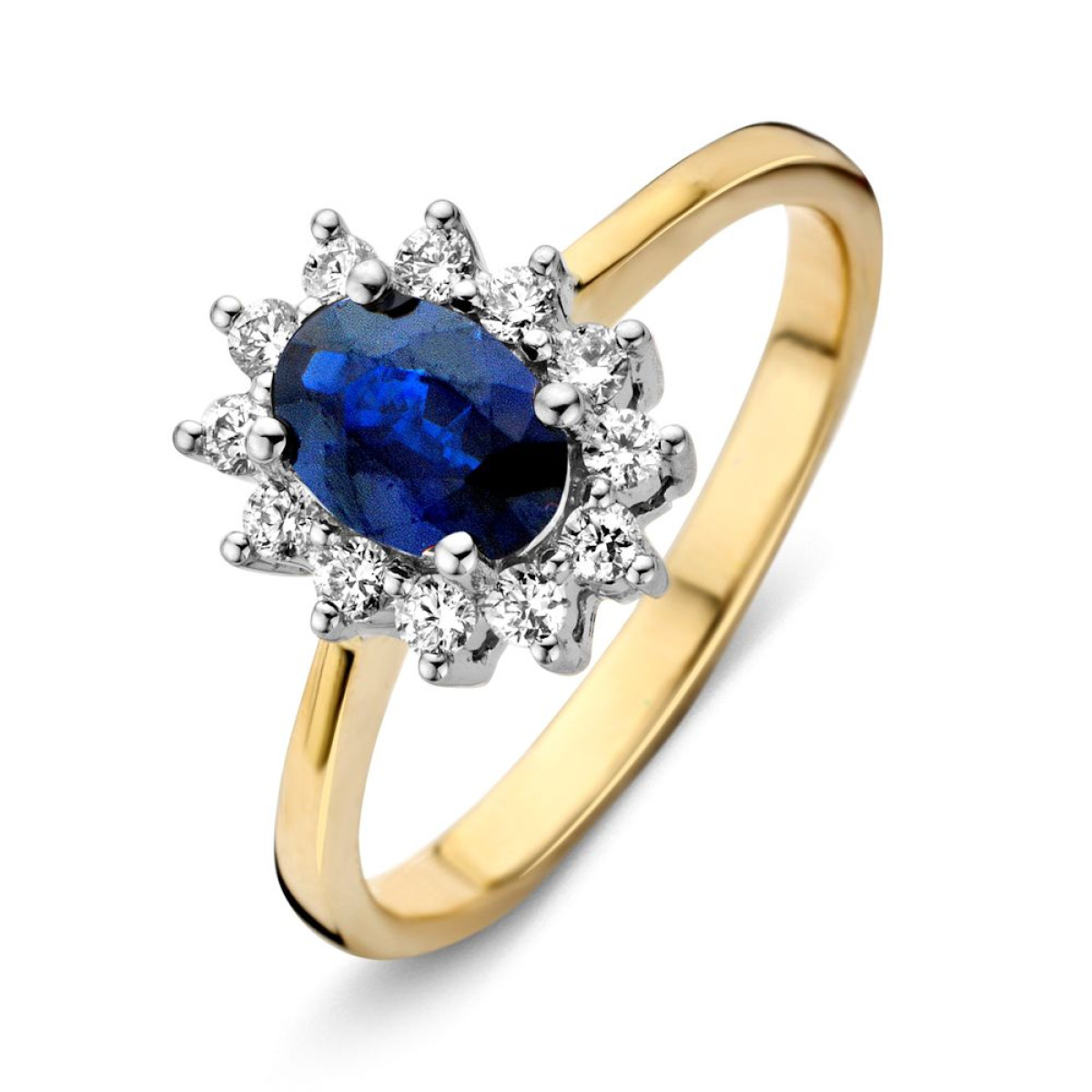 Bicolor entourage ring saffier en diamant 0.27 crt.