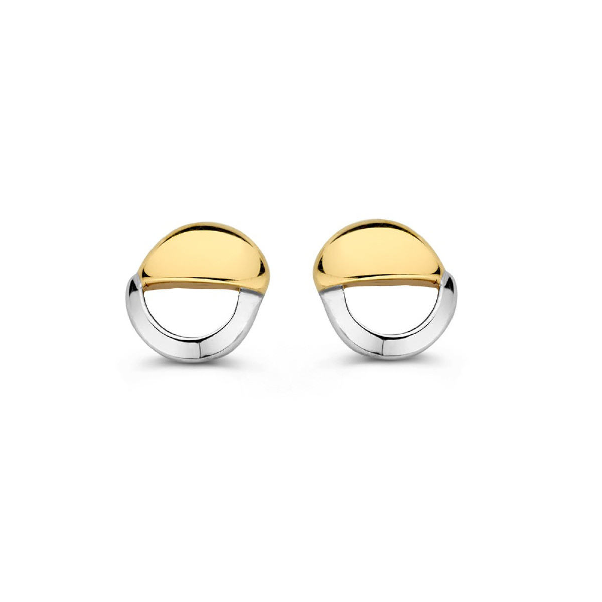 Bicolor gouden oorstekers geelgoud en witgoud - Diameter 6.5 mm