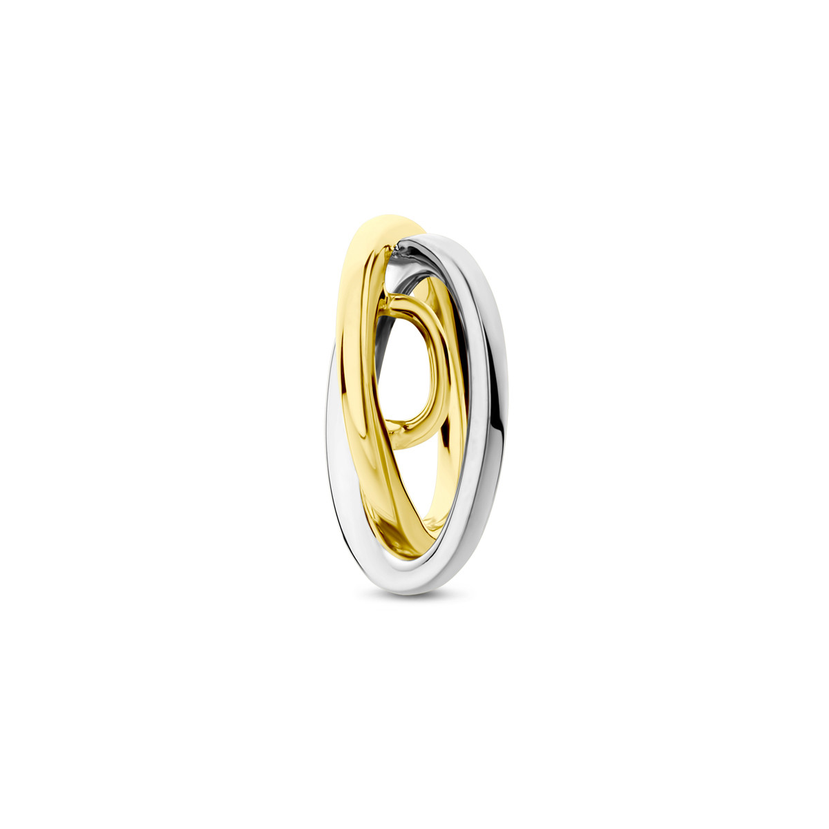 Bicolor hanger geelgoud en witgoud ringen met diamant 0.05 crt - 12.5 mm x 13 mm