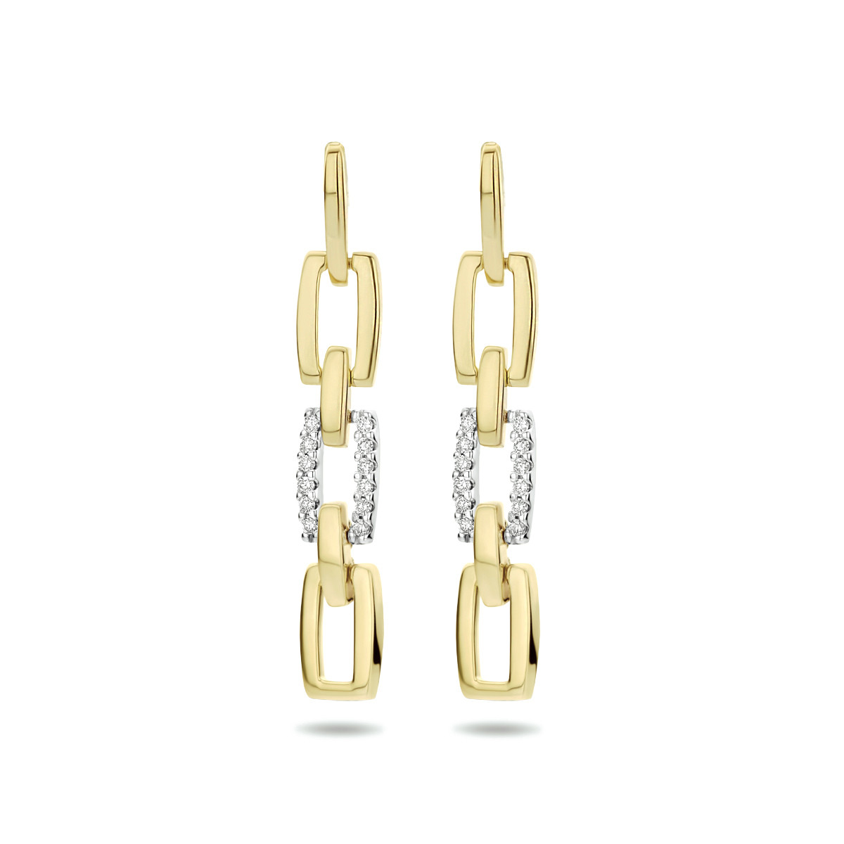 Bicolor oorhangers paperclip met diamant