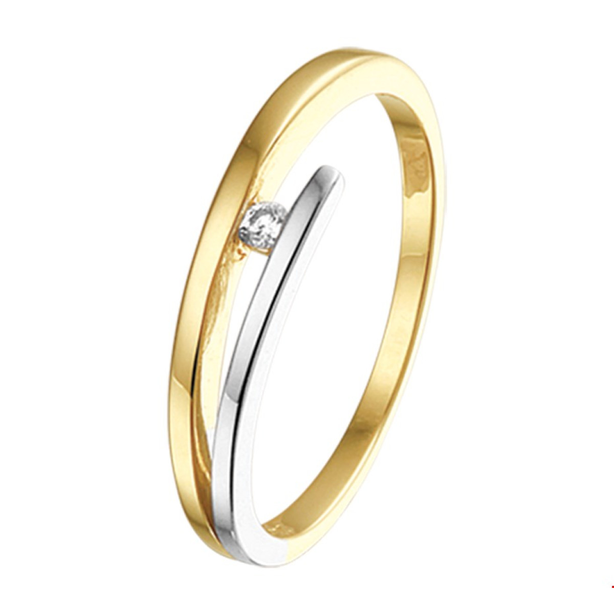 Bicolor ring met diamant 4 mm breed