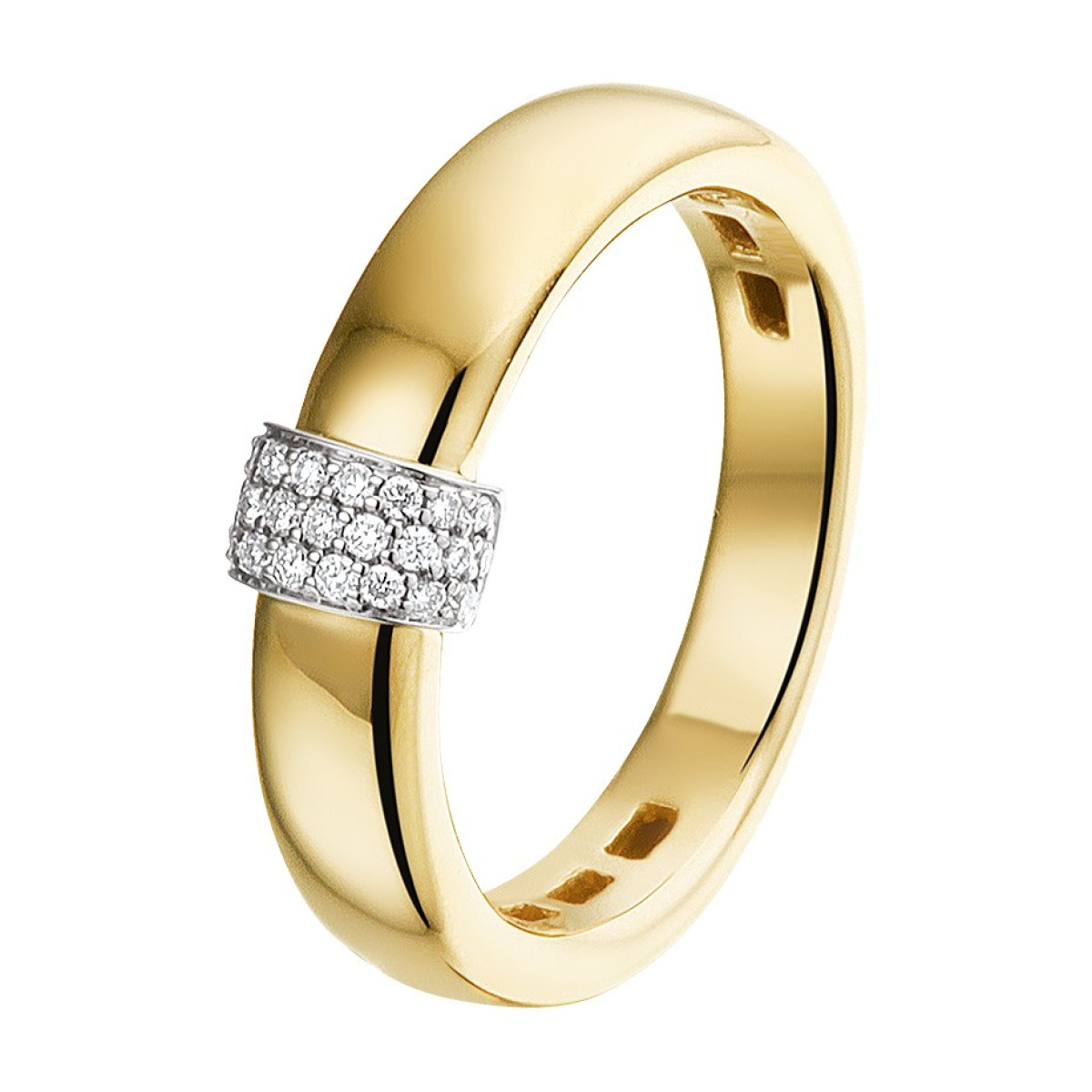 Bicolor ring met diamanten 0.09 crt