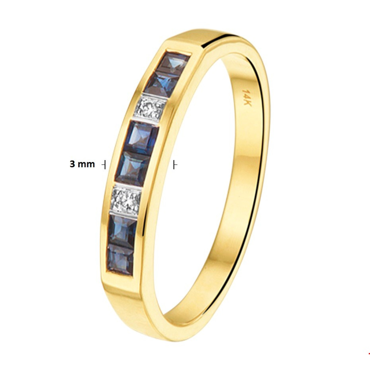 Bicolor ring met edelsteen saffier