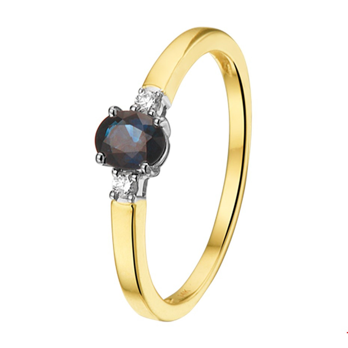 Bicolor ring met edelsteen saffier 5 mm