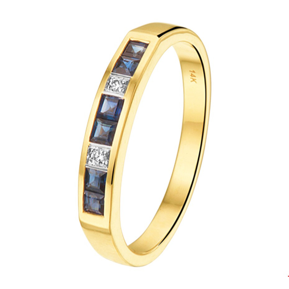Bicolor ring met edelsteen saffier