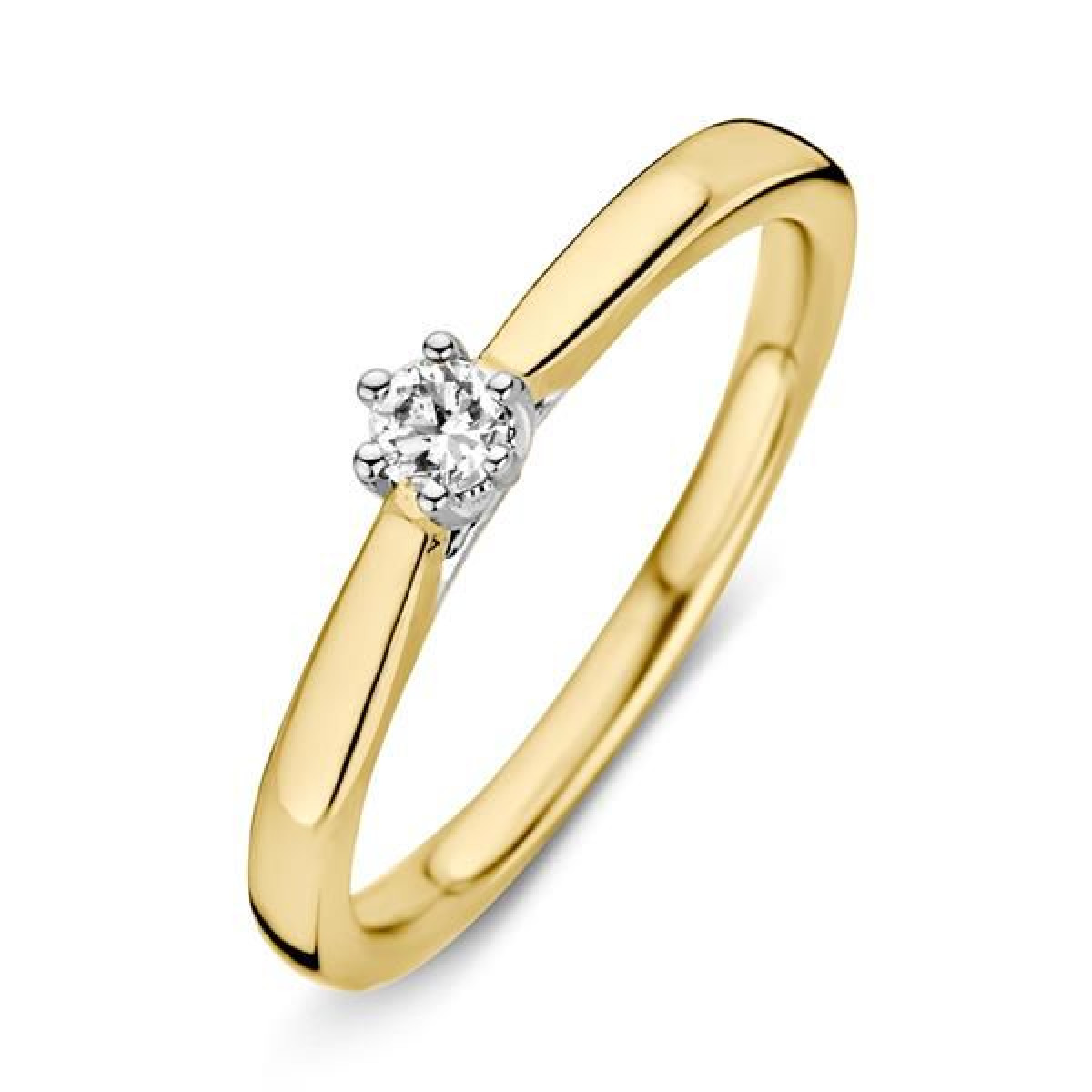 Bicolor solitairring met briljant in zespoot 4.2 mm