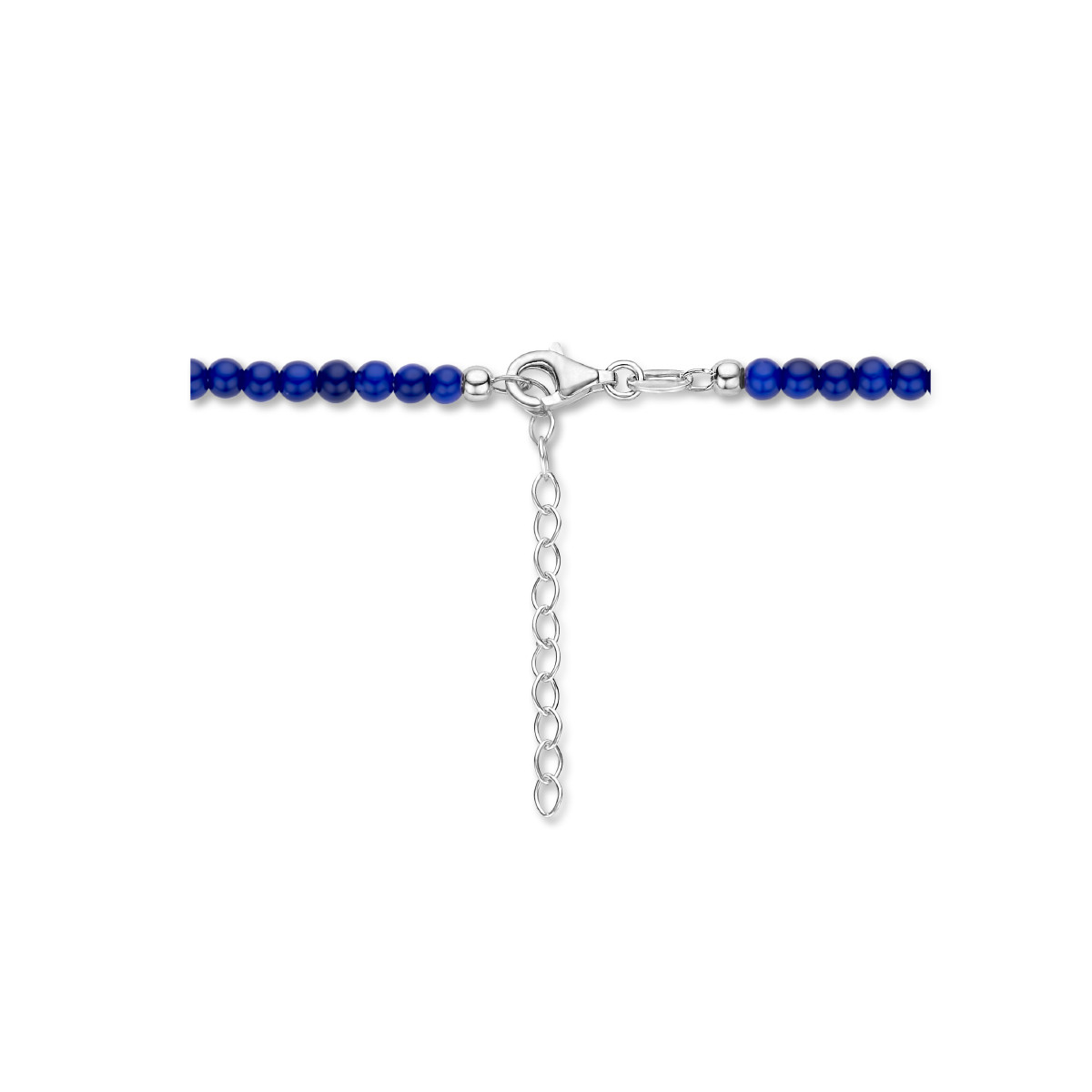 Blauwe ketting van glas en zilveren sluiting 3 mm breed - Lengte 40-44 cm