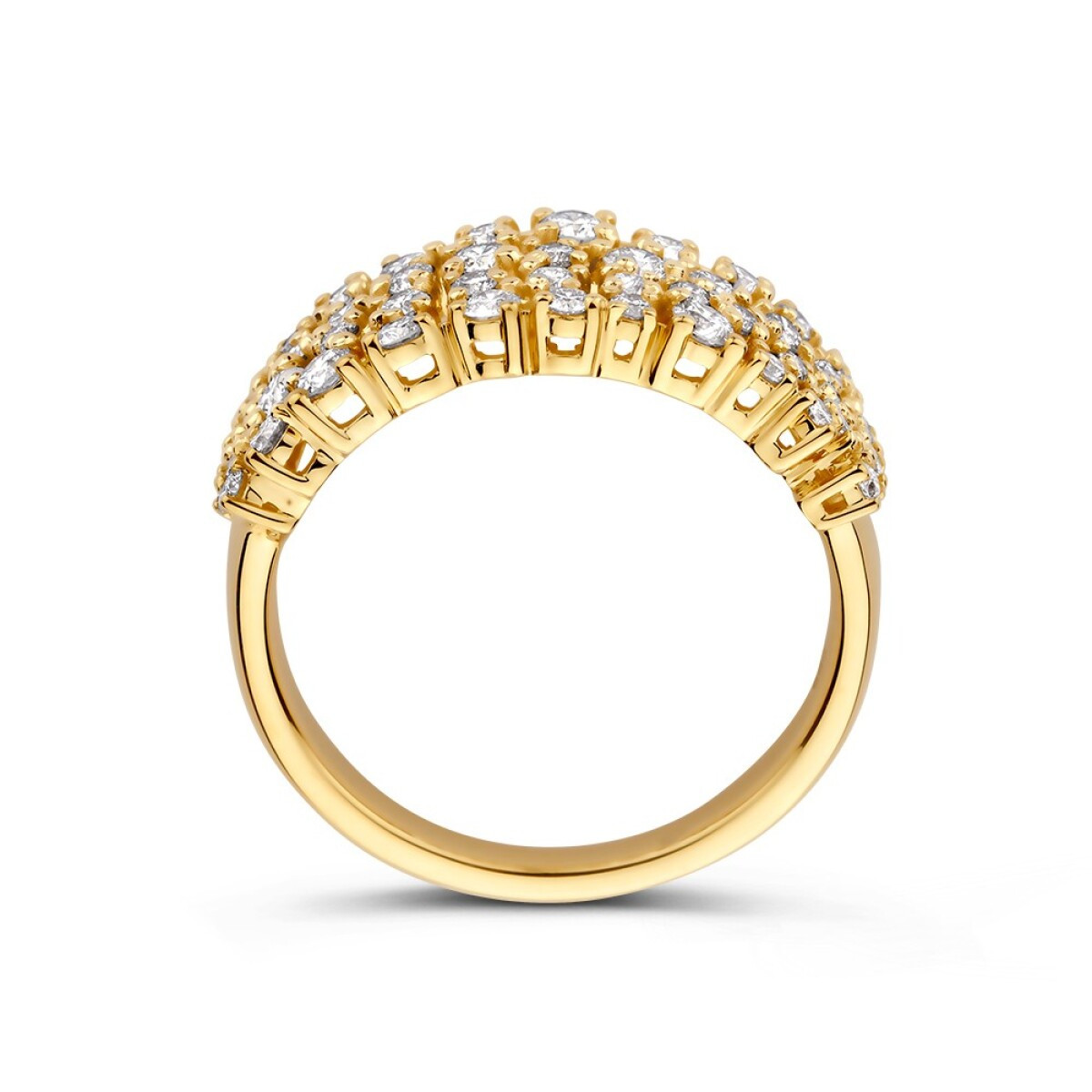 Brede 14-karaat gouden diamanten ring 0.92 crt 9 mm breed
