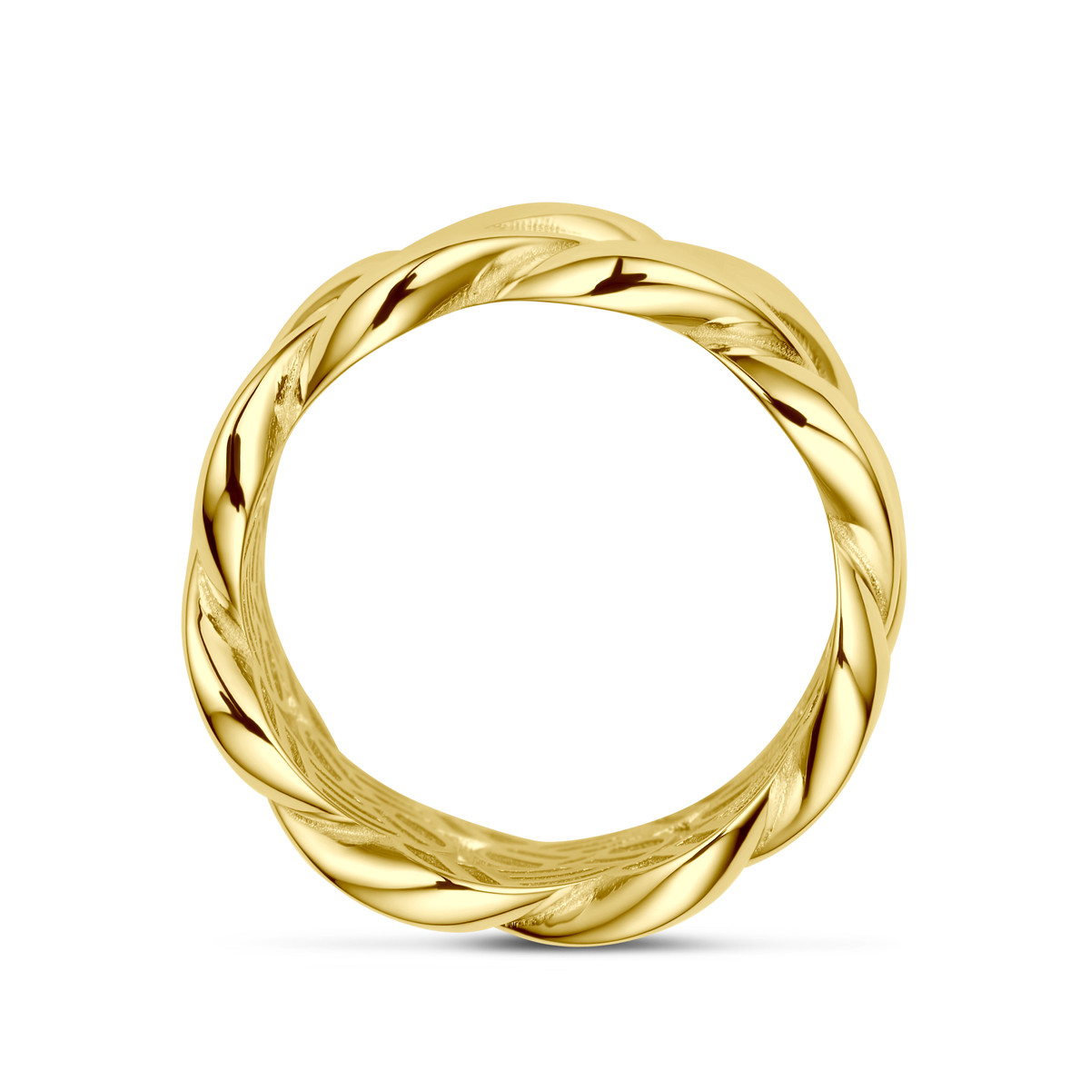Brede 14-karaat gouden schakelring