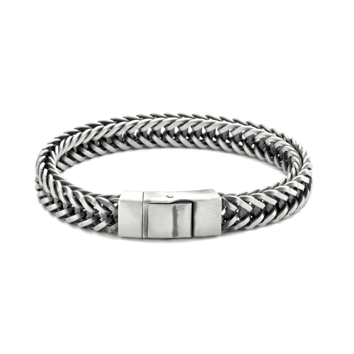 Brede geoxideerde vossenstaart armband zilver 9.7 mm