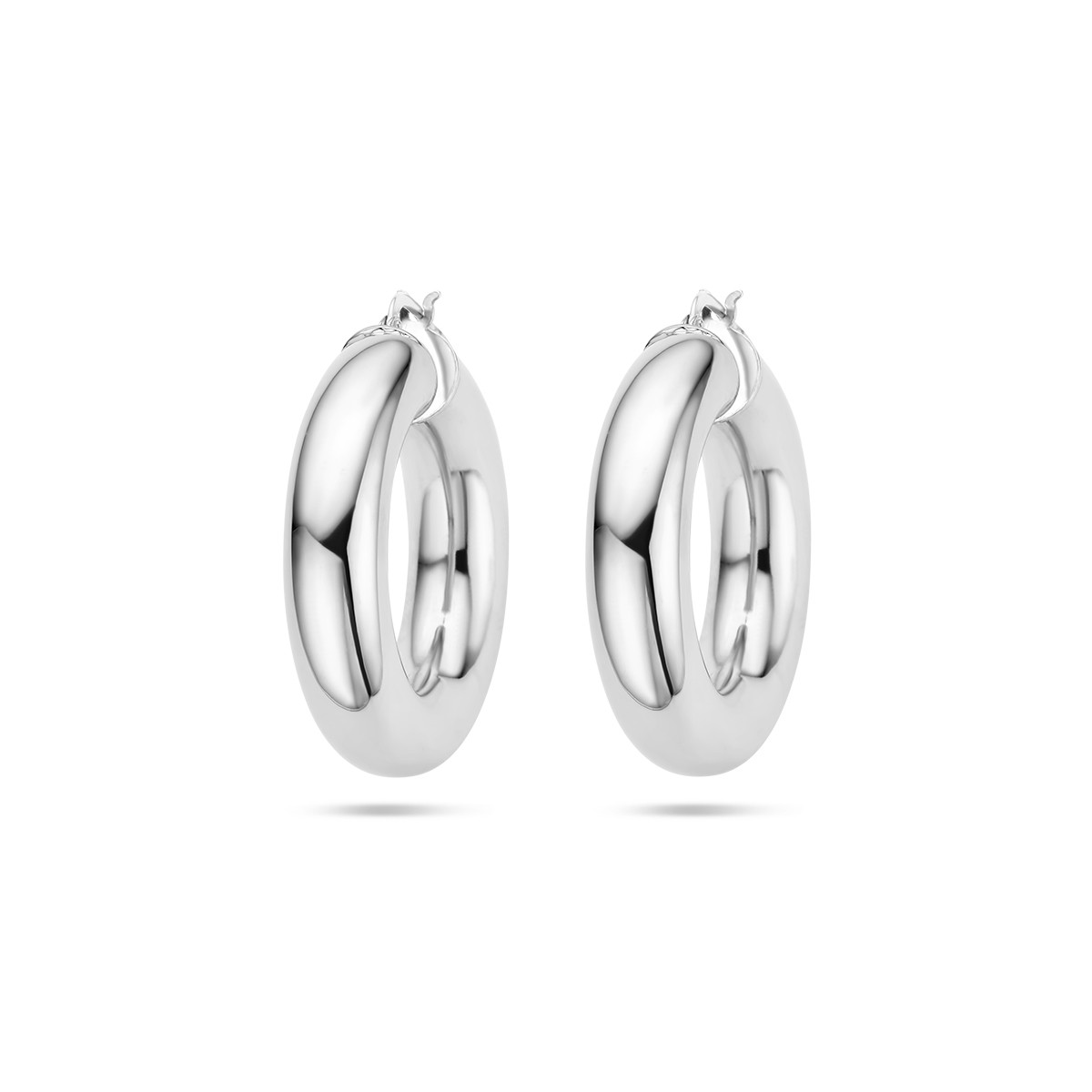 Brede zilveren oorringen met ronde buis 8.5 mm breed - Diameter 36 mm
