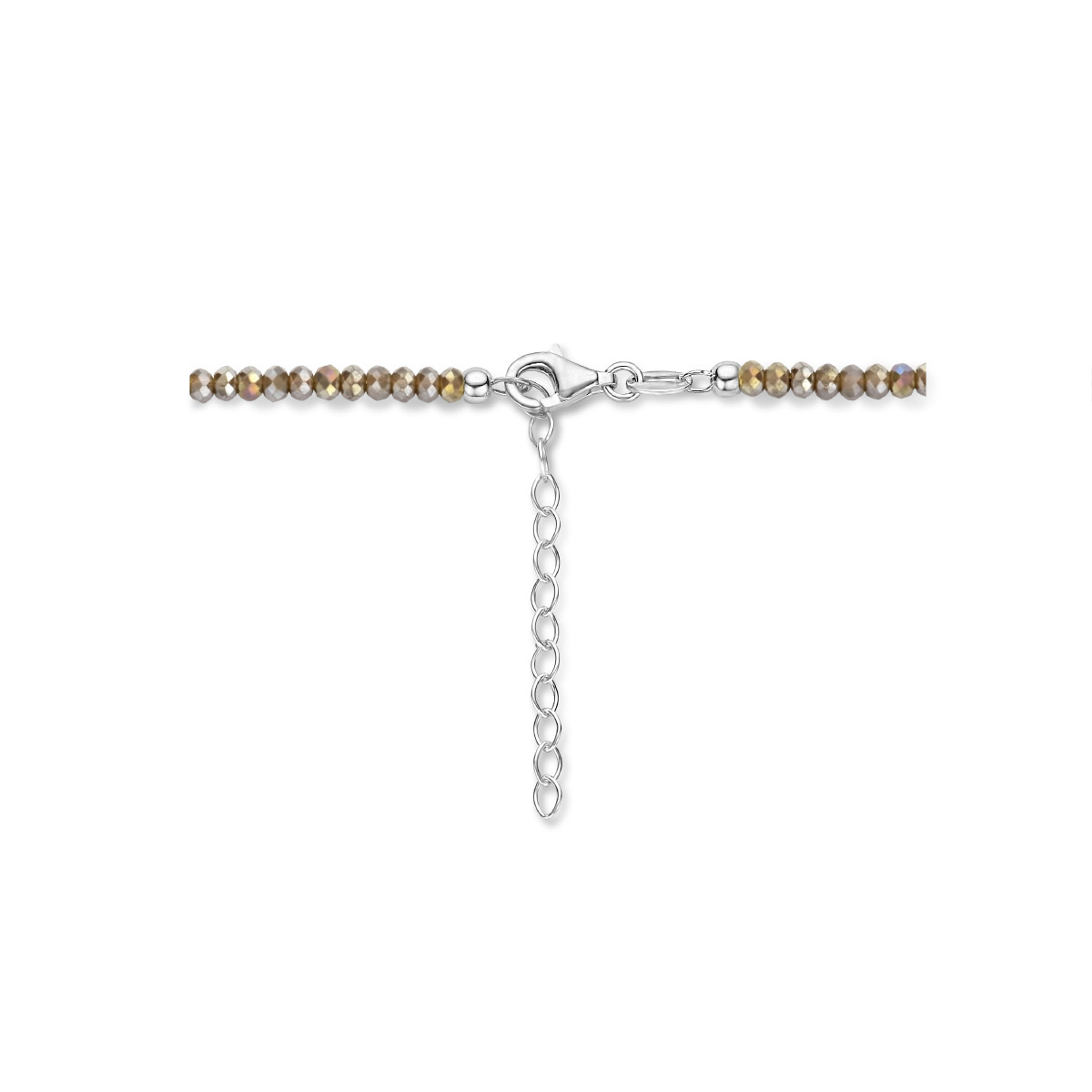 Bruine ketting met glazen kraaltjes en zilveren sluiting 3 mm breed - Lengte 40-44 cm