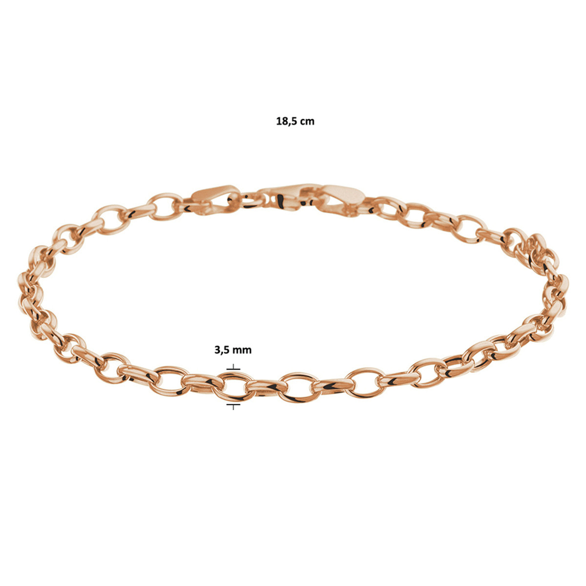 Casual ankerschakel armband rosegoud - Lengte 18.5 cm