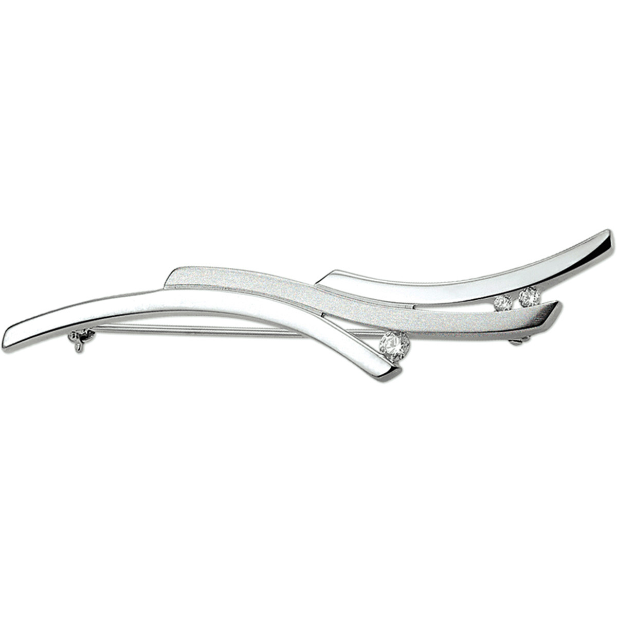 Chique broche met zirkonia's zilver - 12 x 65 mm