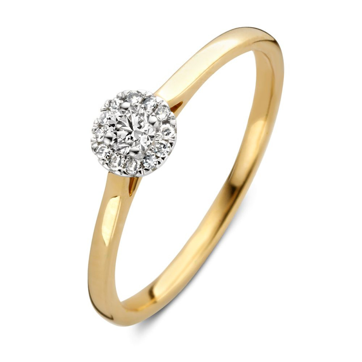 chique entouragering met geelgoud en diamant 0.15 crt.