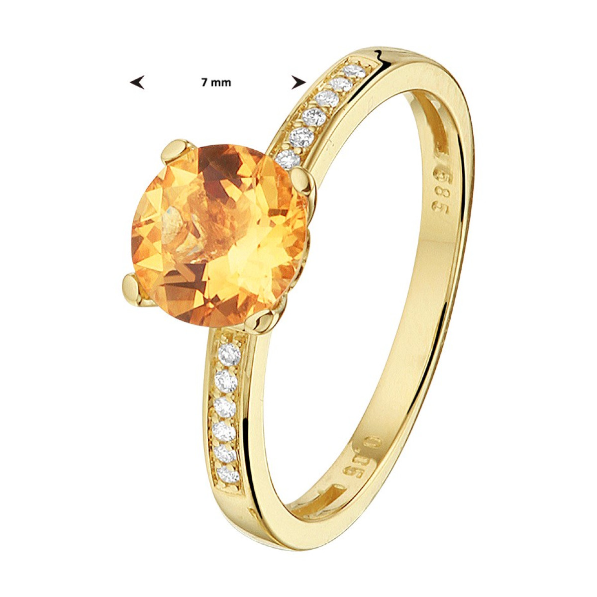Citrien diamant edelsteen ring goud