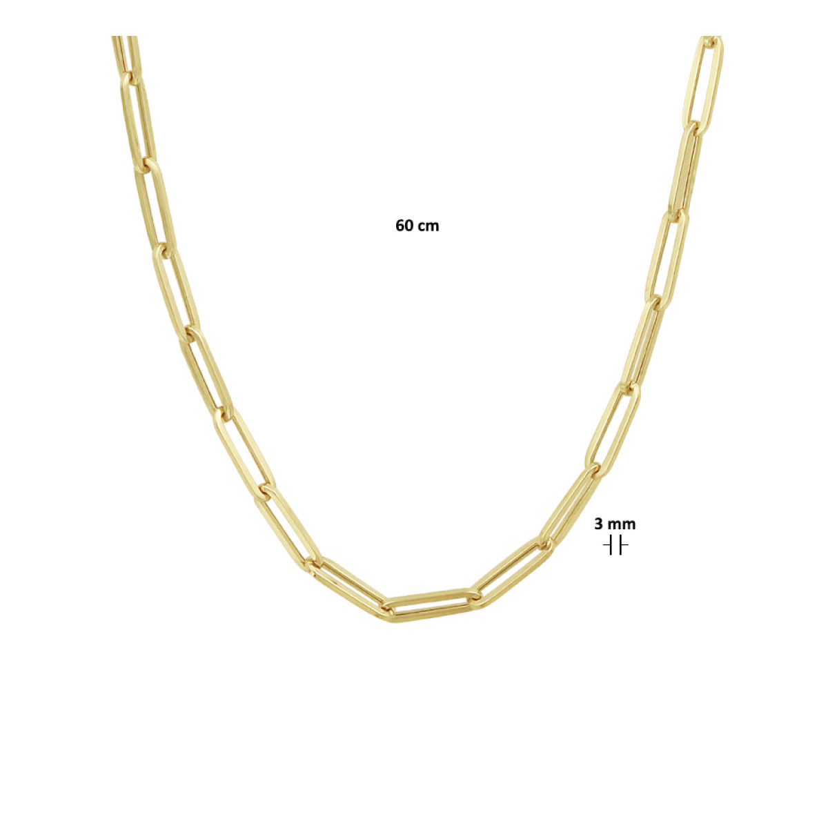 Collier paperclip schakel 3 mm 14-krt goud