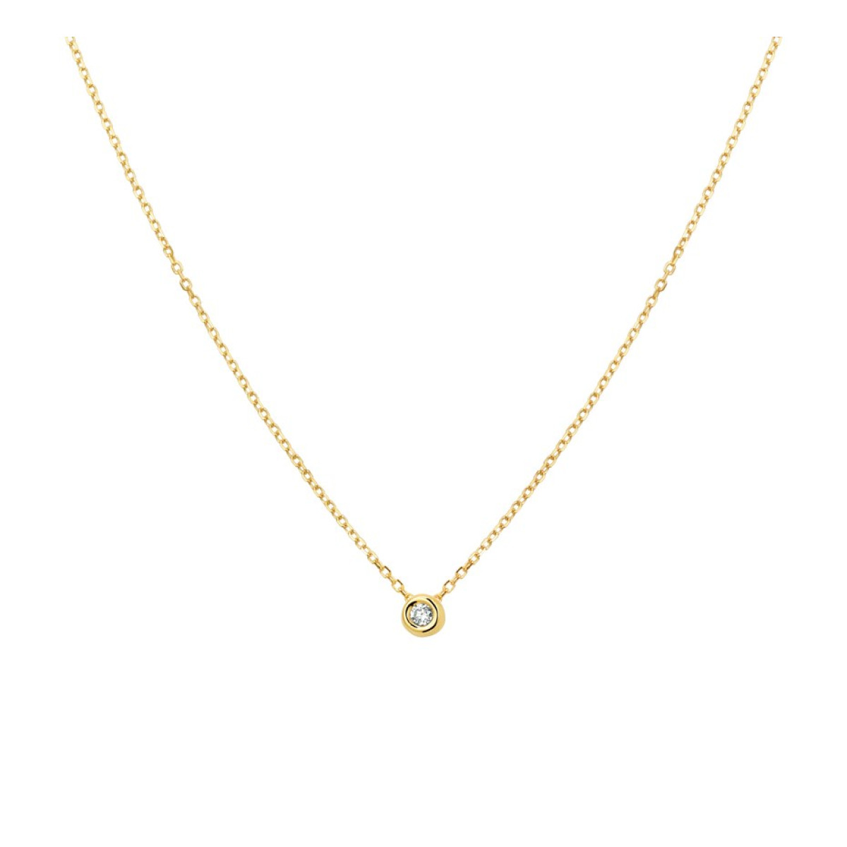 Dames edelsteen ketting met diamant 14 krt goud