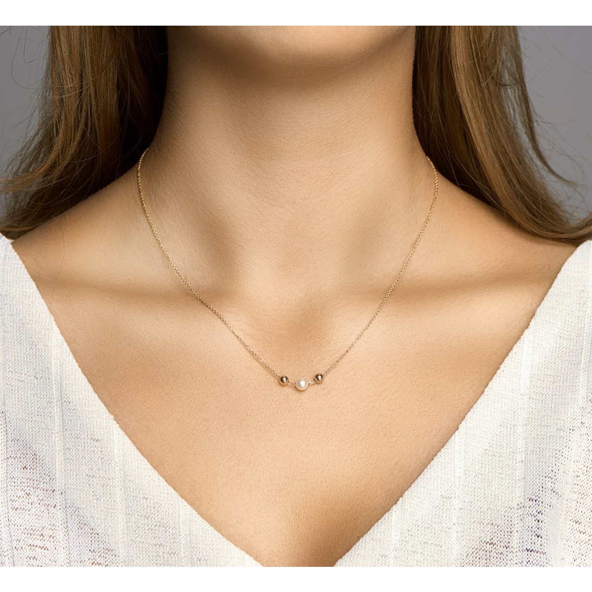 Dames edelsteen ketting met parel