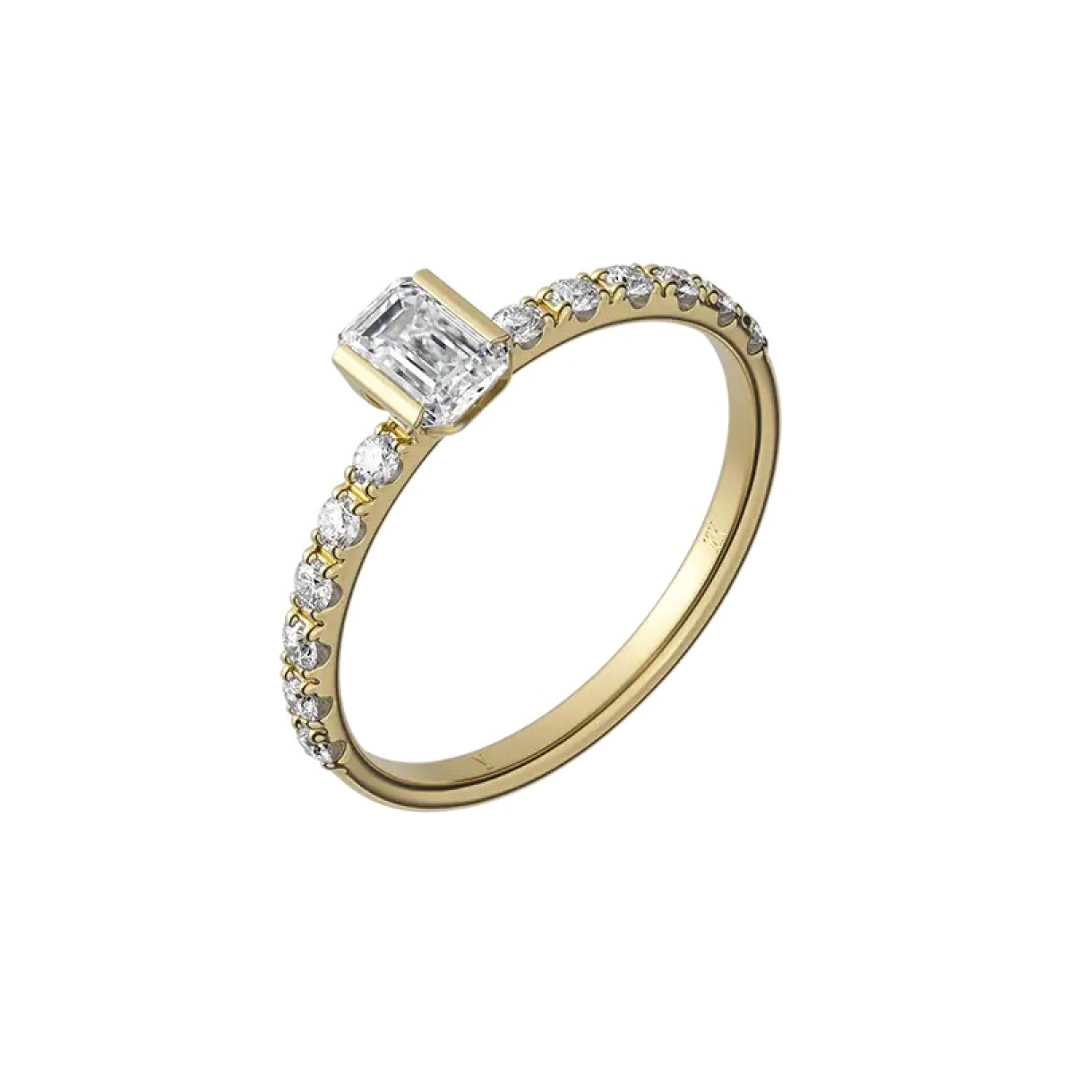 Delve 18-karaat Gouden ring 003 met lab grown emerald diamant en lab grown diamanten band 0.74 crt