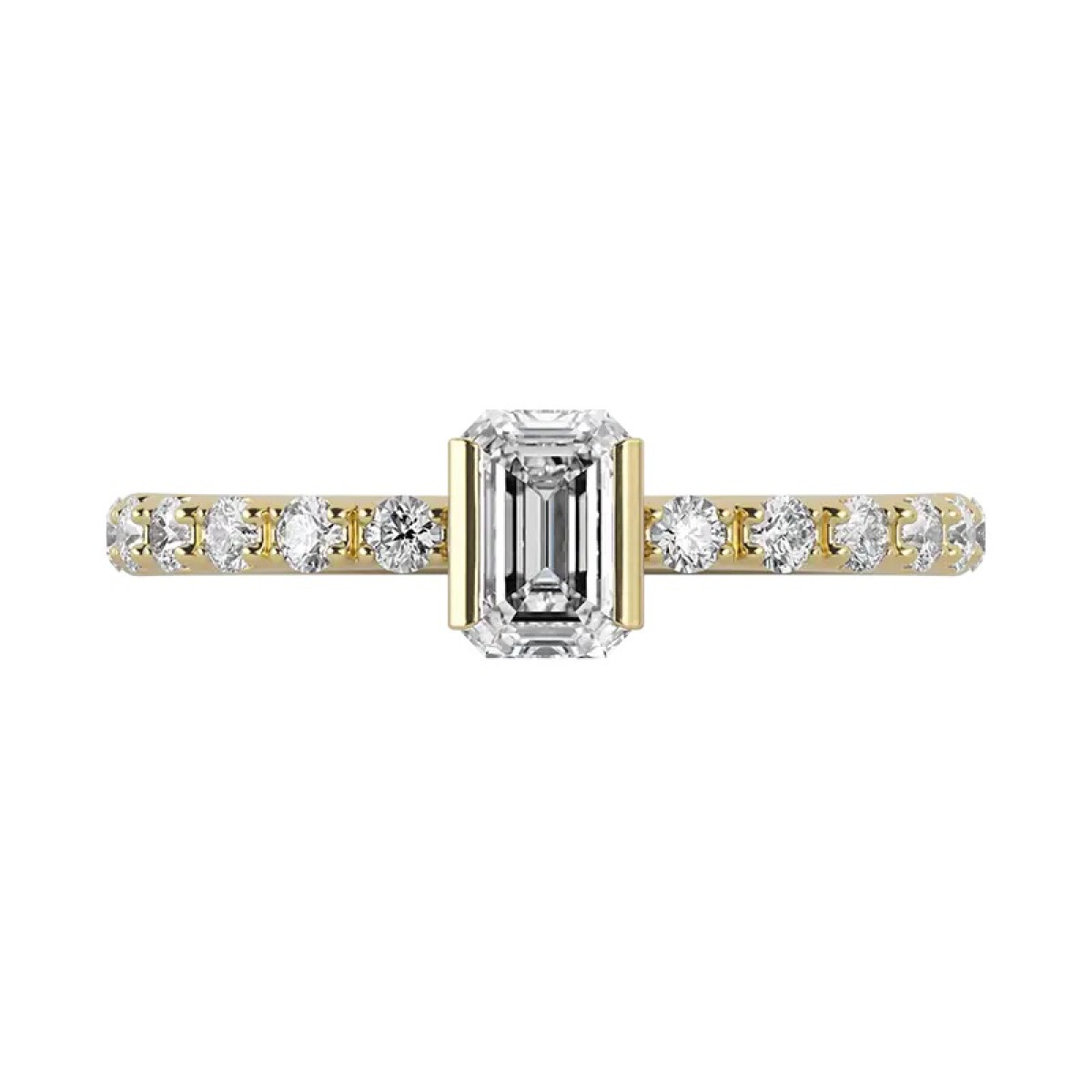 Delve 18-karaat Gouden ring 003 met lab grown emerald diamant en lab grown diamanten band 0.74 crt