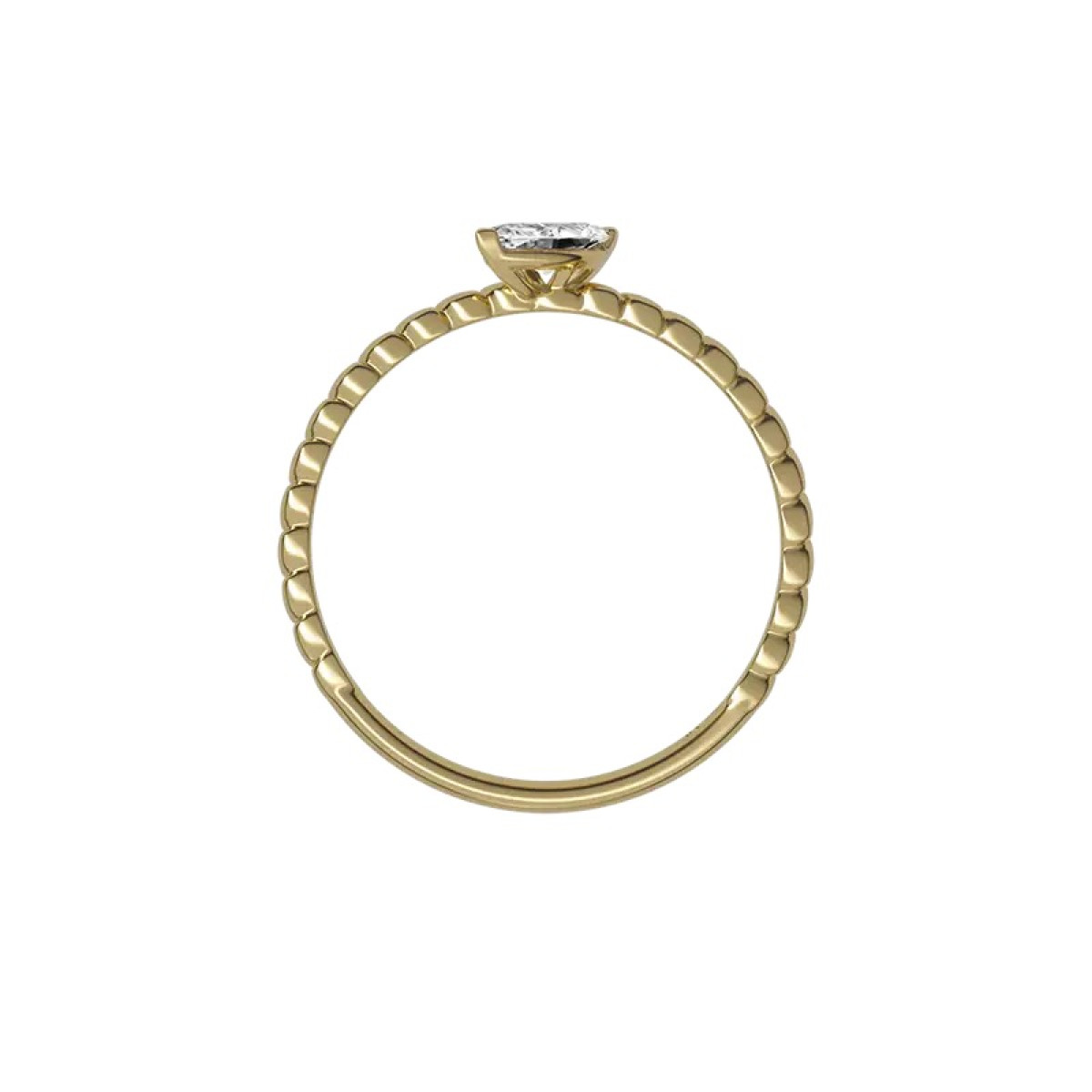 Delve 18-karaat Gouden solitaire ring 015 met lab grown marquise diamant 0.30 crt en gedraaide band
