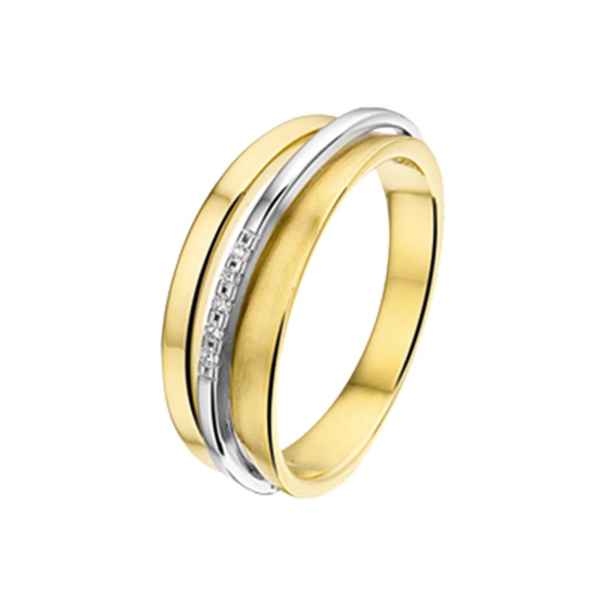 Diamanten ring 0.03 crt bicolor